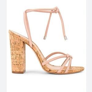 Schutz Suzy High Block Heel Sandals in Sweet Rose Cork Size 9.5
